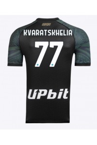 SSC Napoli Khvicha Kvaratskhelia #77 Jalkapallovaatteet Kolmaspaita 2023-24 Lyhythihainen